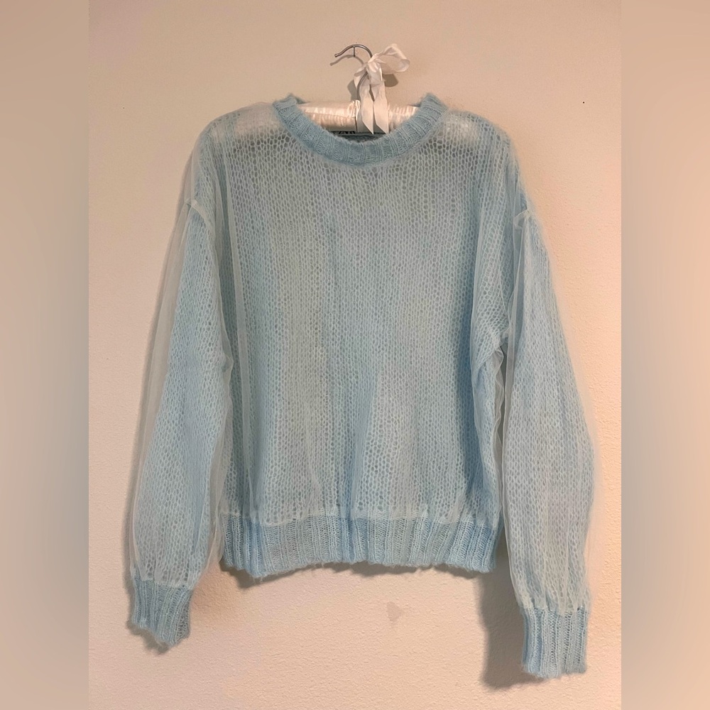 || ZARA || HIGH FASHION || BABY BLUE SWEATER ||
